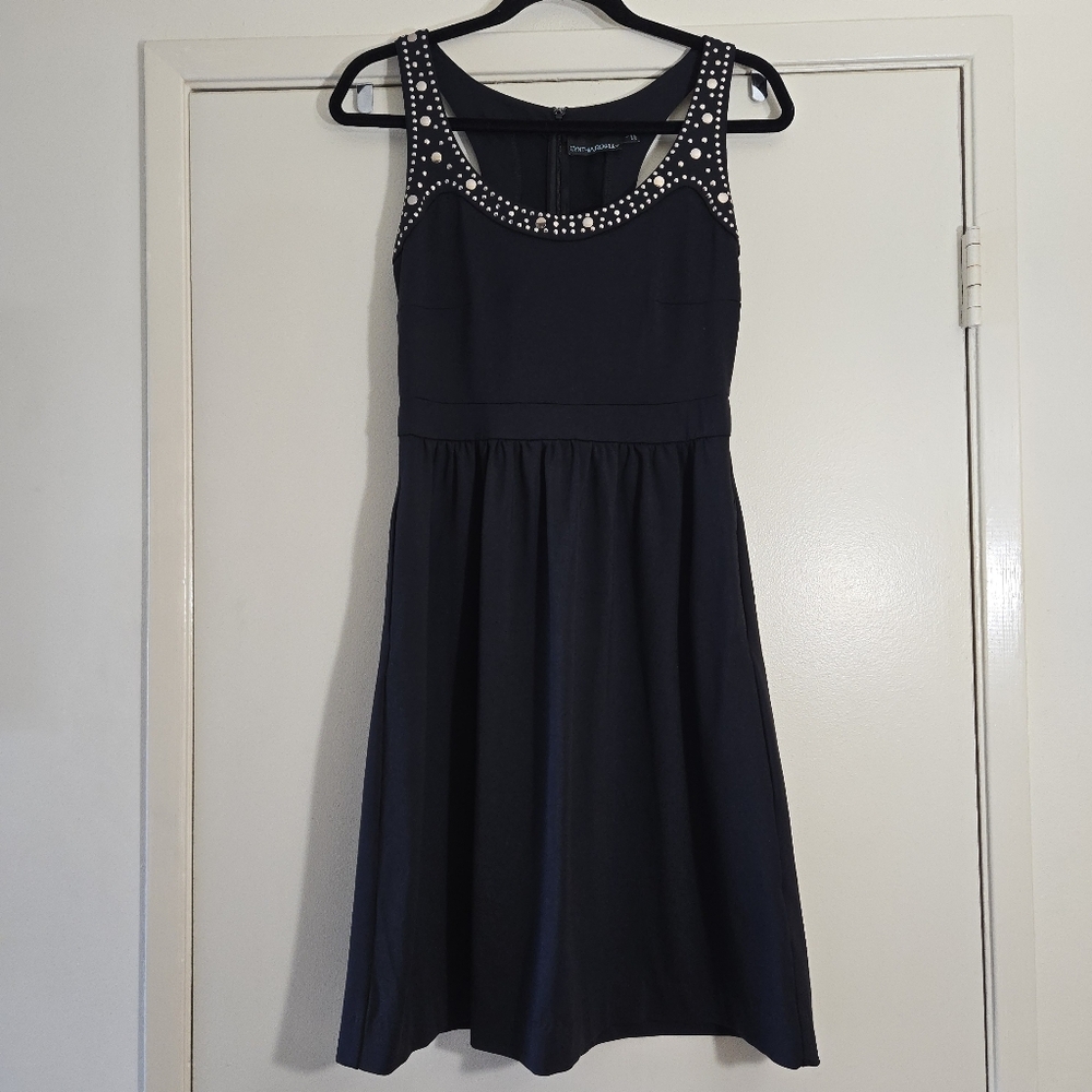 Cynthia Rowley Litte Black Studded Fit And Flare Mini Dress Size Large